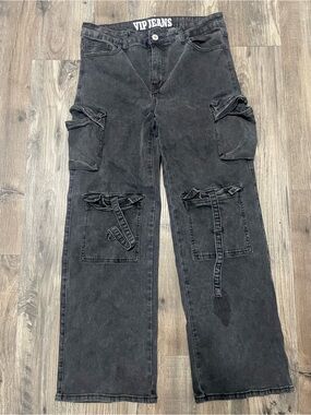 VIP Jeans petite young girl Black Cargo Style Utility Jeans